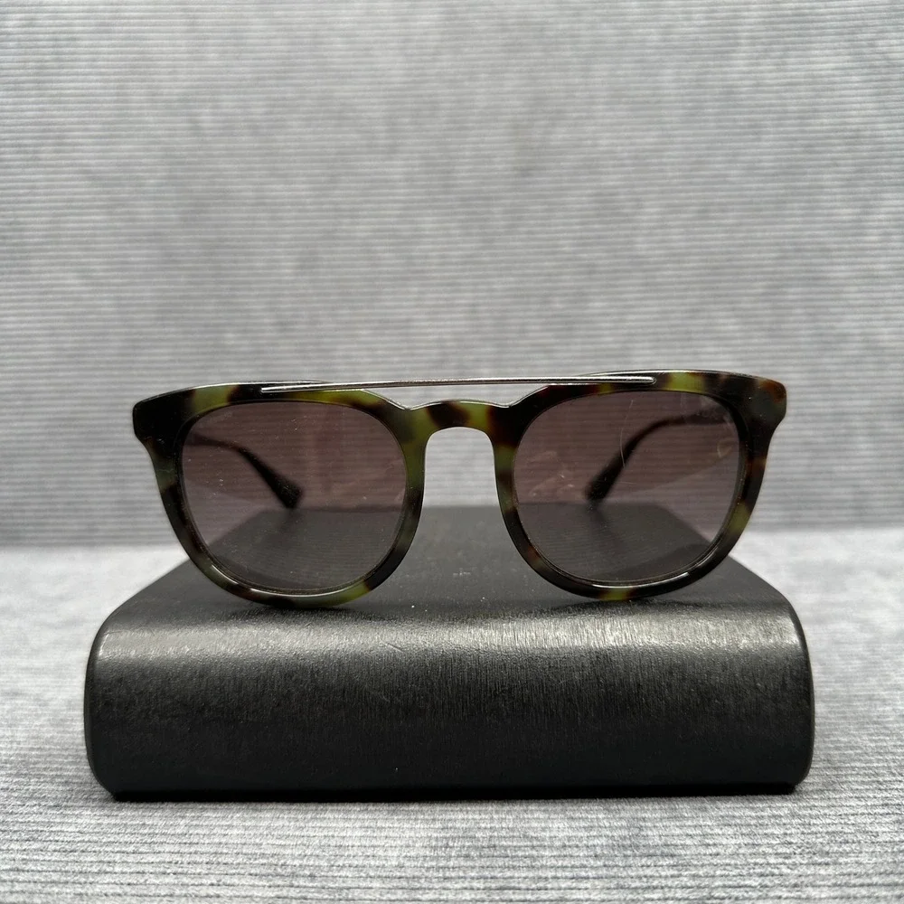 Prada SPR 13P Tortoise Green Round Double Bridge Sunglasses Italy 51-22-135